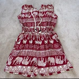 Elephant/palm tree printed halter top short romper